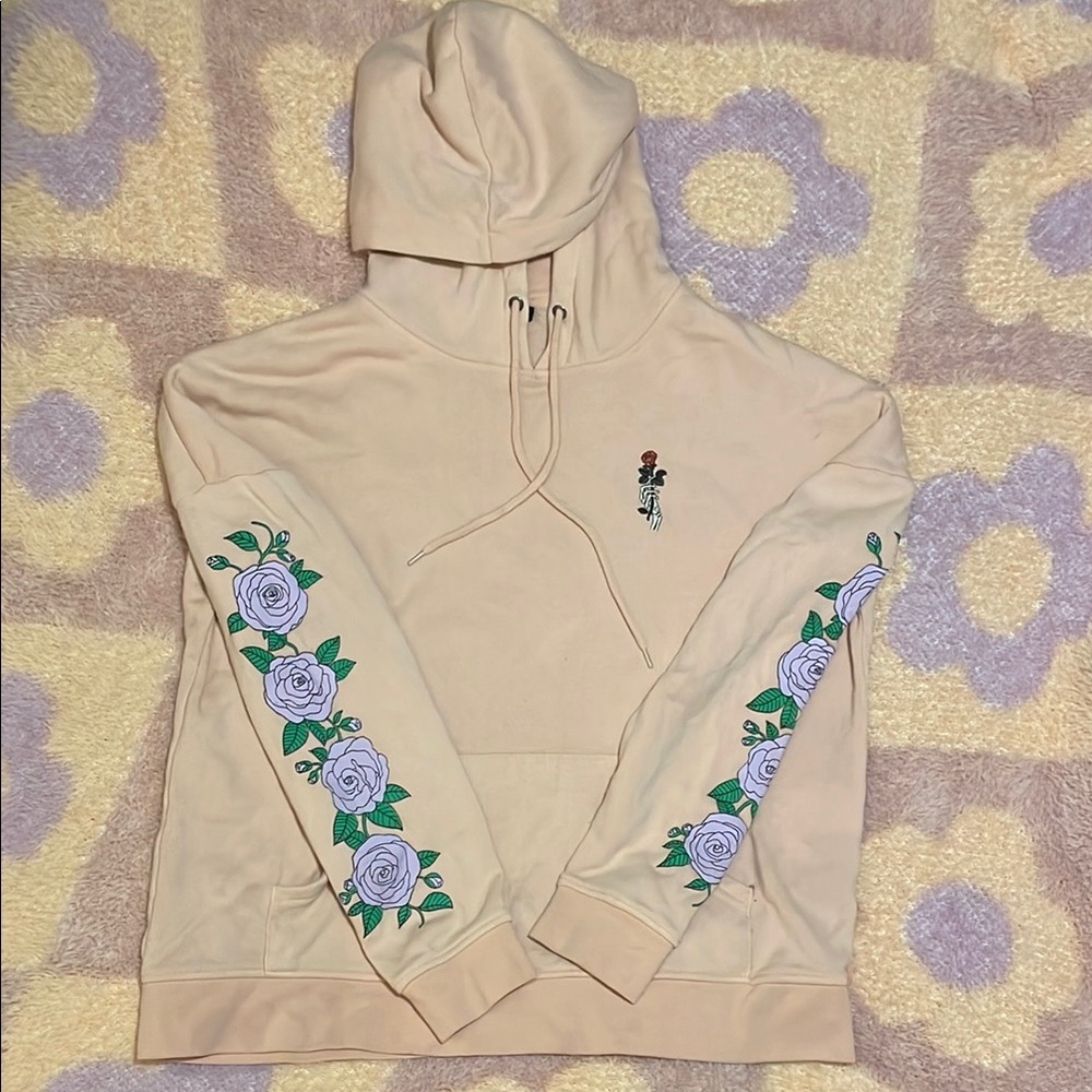Empyre Cream Pink Graphic Hooded Sweatshirt Long Sleeve